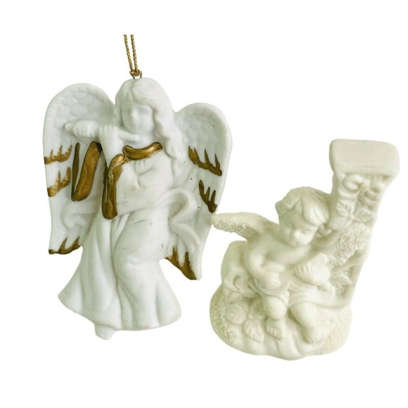 20 Angel Ornaments Vintage Capiz Shell Stained & Blown Glass Porcelain Crystal - Picture 9 of 12